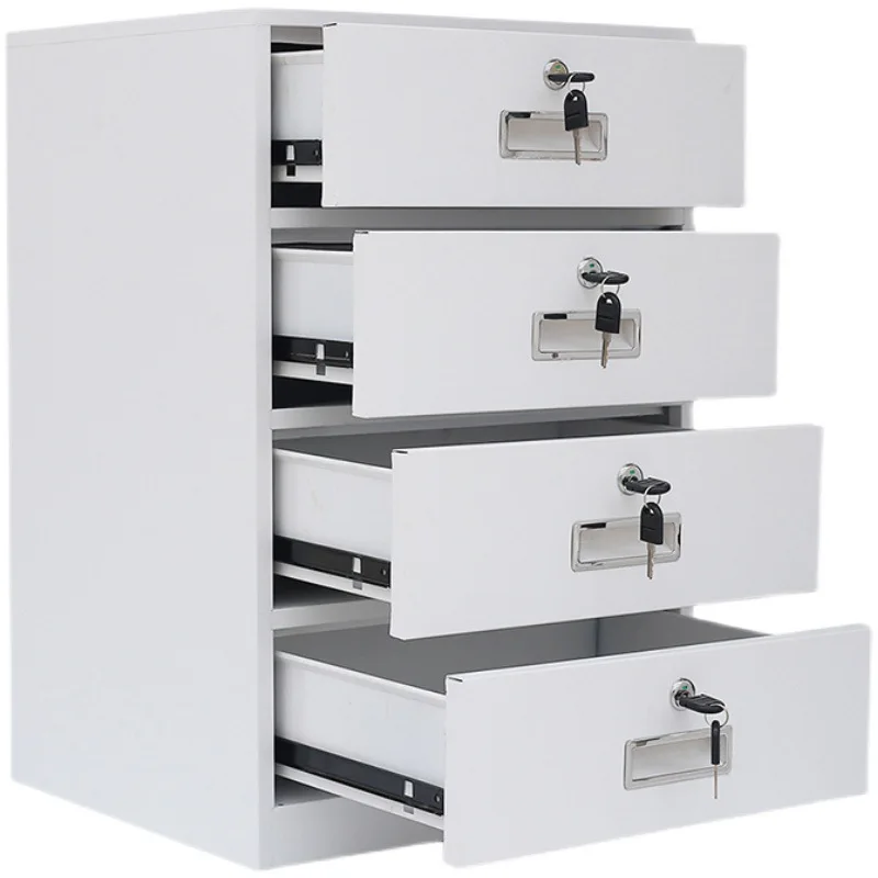F*-Matte White Compact Office Cabinet, Lockable Desk Side Storage Locker