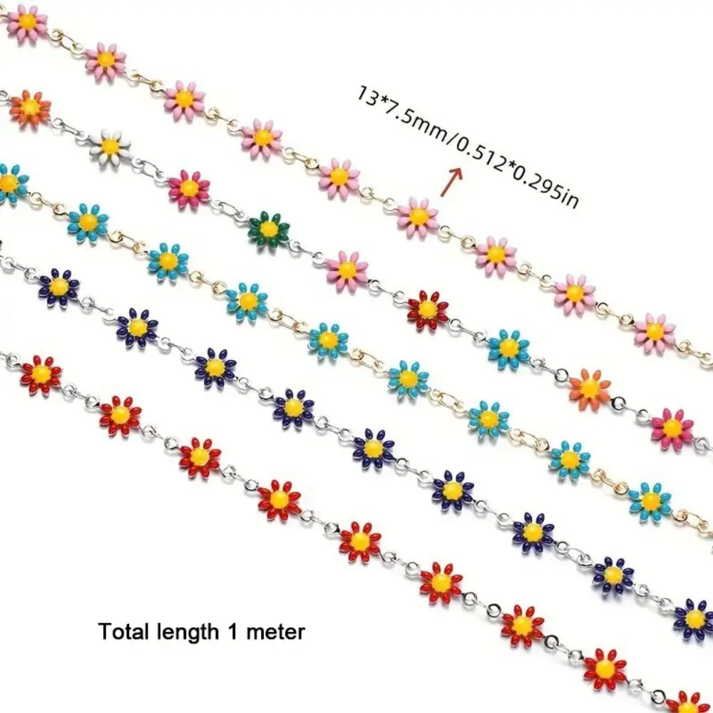 Accessories 1 Meter Daisy Chain Colorful Handmade Enamel Chain Gold Plated Link Chains Jewelry Making view 6