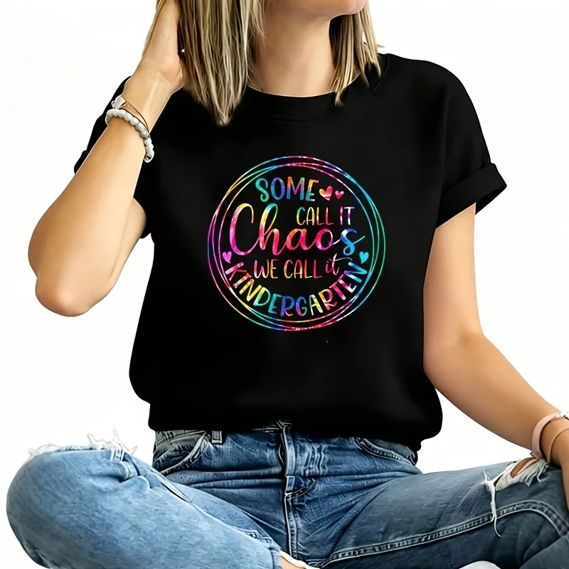 Some Call Chaos We Call It Kindergarten Teacher Appreciation Women's Plus Size T-Shirt 100% Cotton 220g