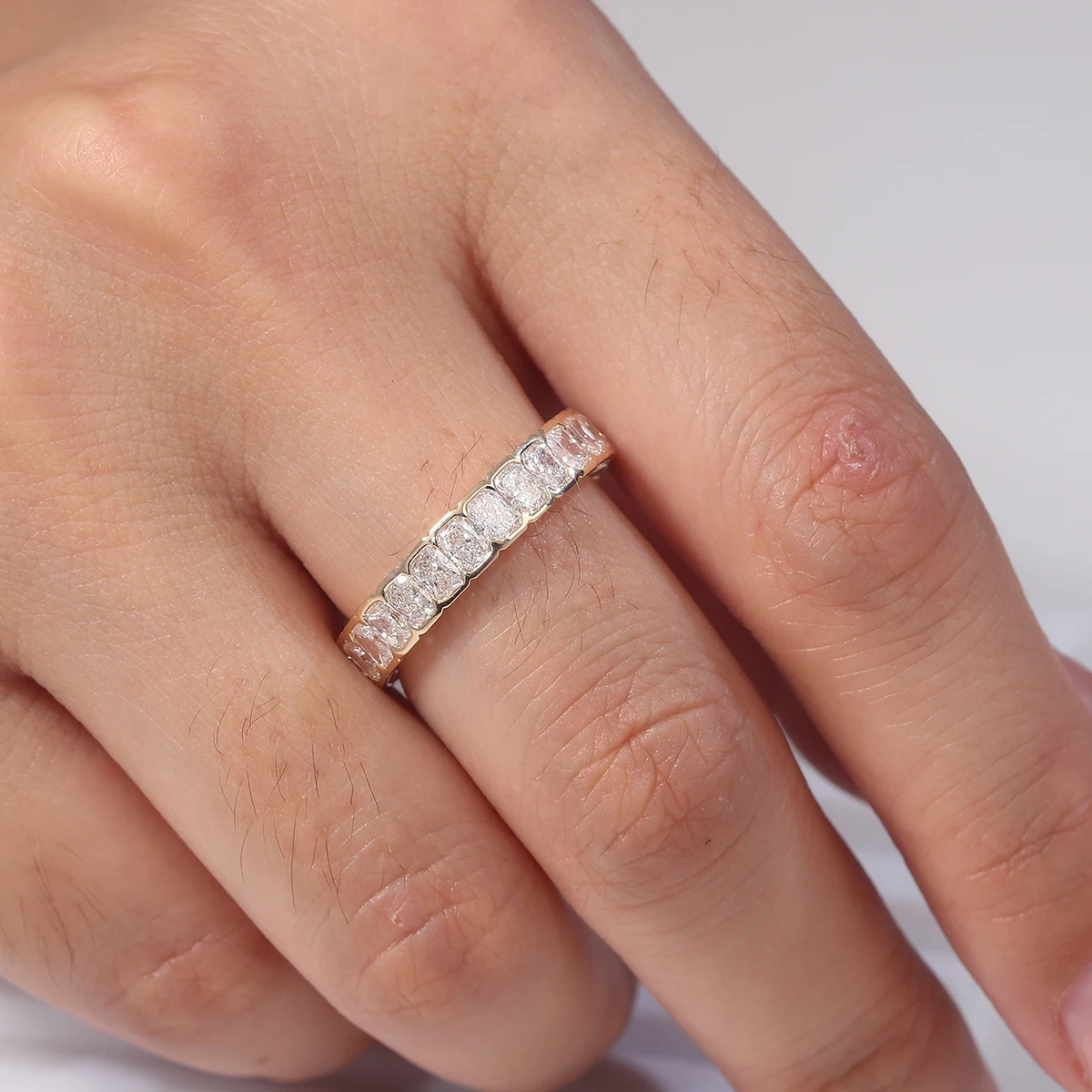 Provence Luxus-Vollband-Ring aus 10 Karat massivem Gold, strahlender Schliff, DEF/VS-Labordiamant, Hochzeit, Verlobungsring, Schmuck, Weihnachtsgeschenke