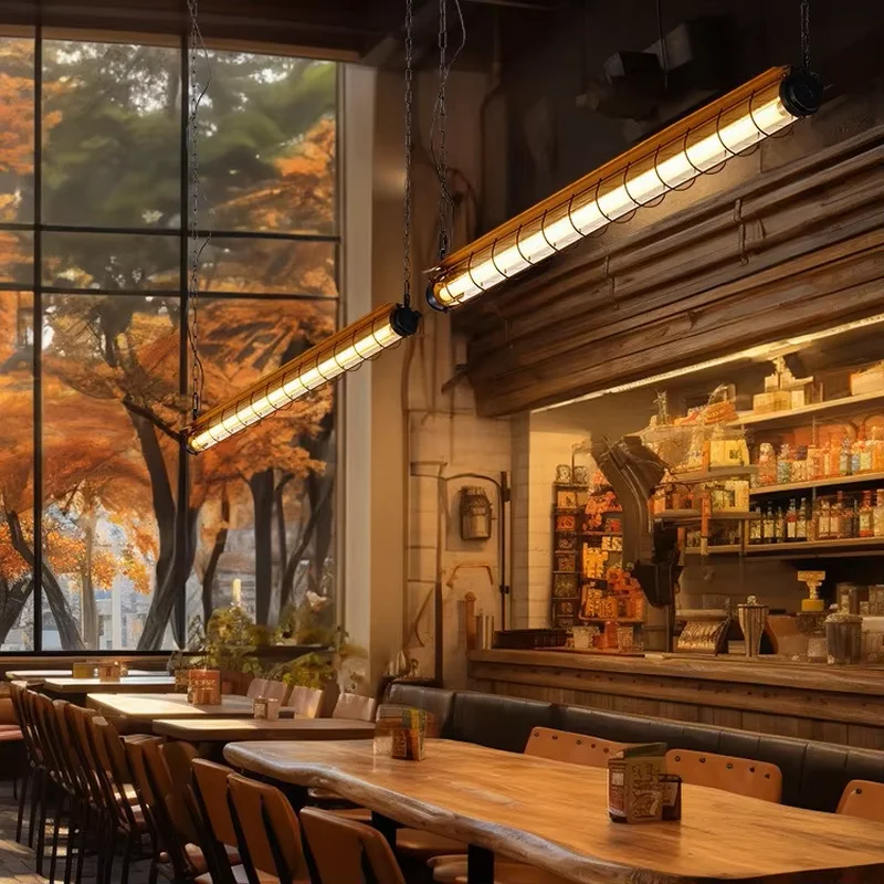 American industrial style metal long tube chandelier, creative acrylic atmosphere chandelier for coffee shop studios ZY633SQ