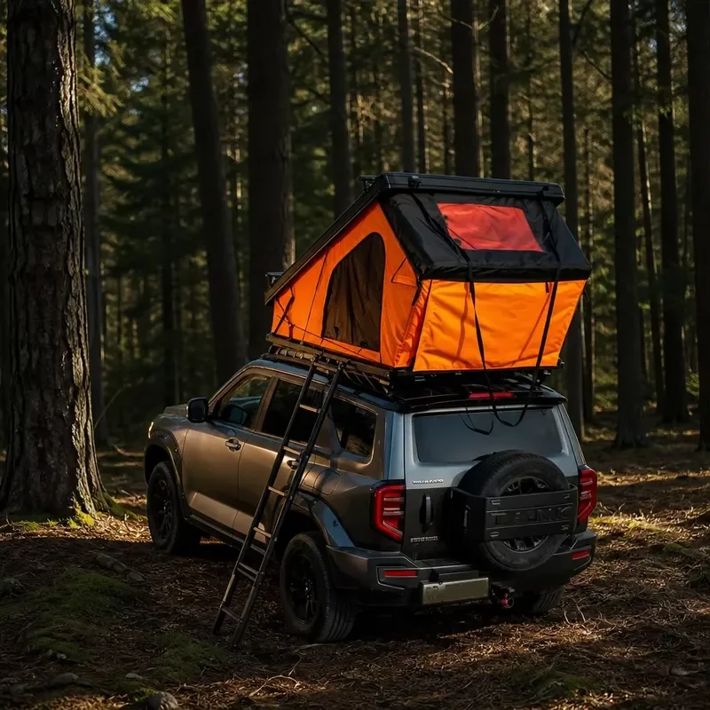 TOP MOUNT Compact Folding Roof Tent Automatic Open Camping Shelter with Memory Foam Mattress