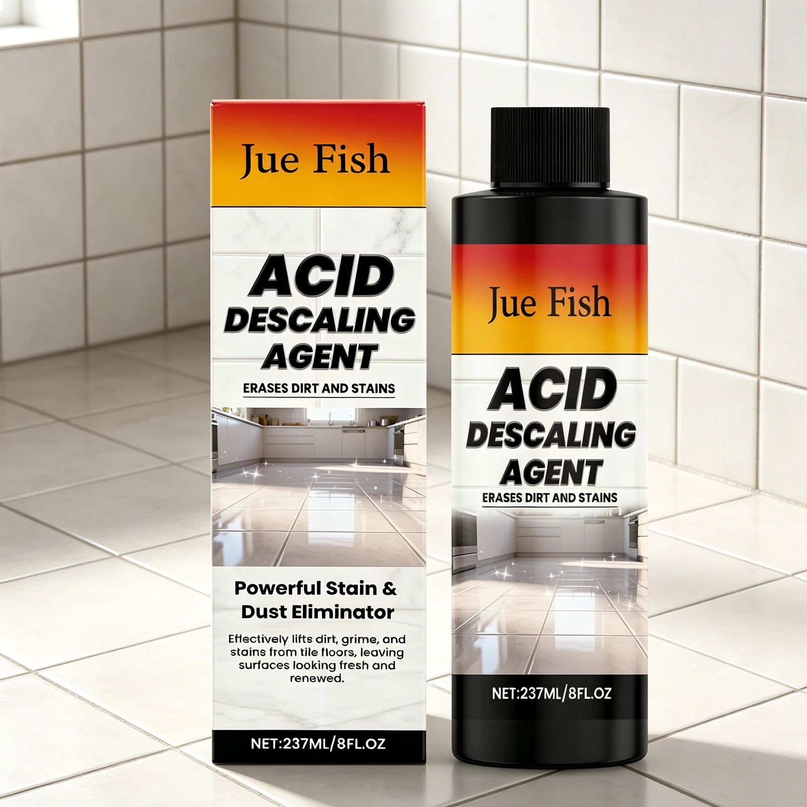 Jue Fish 237ml Tile Floor Cleaner Gentle Cleaning Agent For Ceramic Tiles Bright Clean Surface Home Use