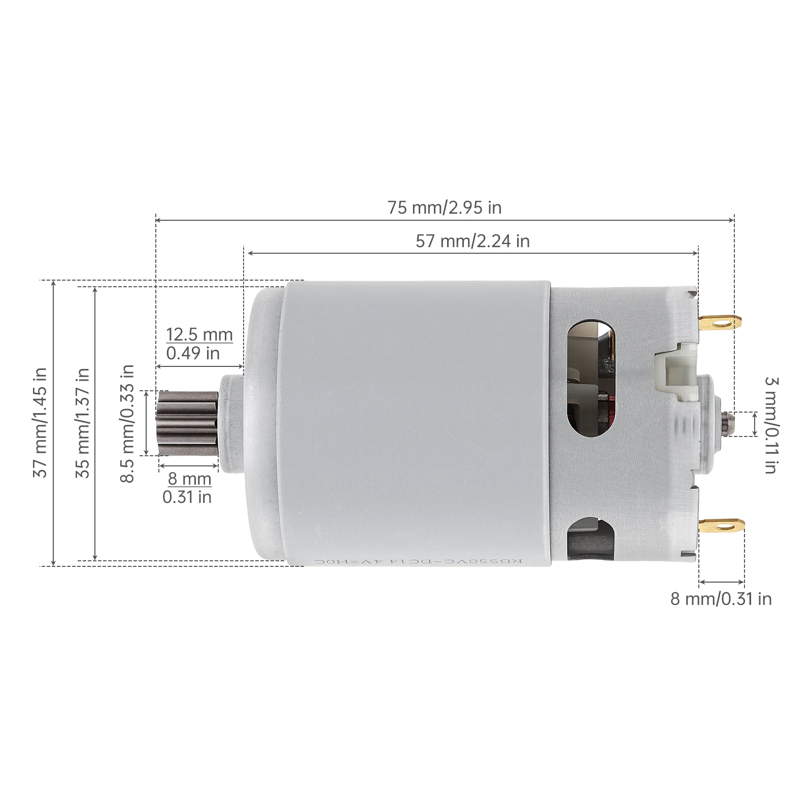 RS550 DC Motor with 10 Teeth Gear 14.4V 19800RPM Micro Motor Replacement for Cordless One Hand Circular Saw / DIY Power Tools