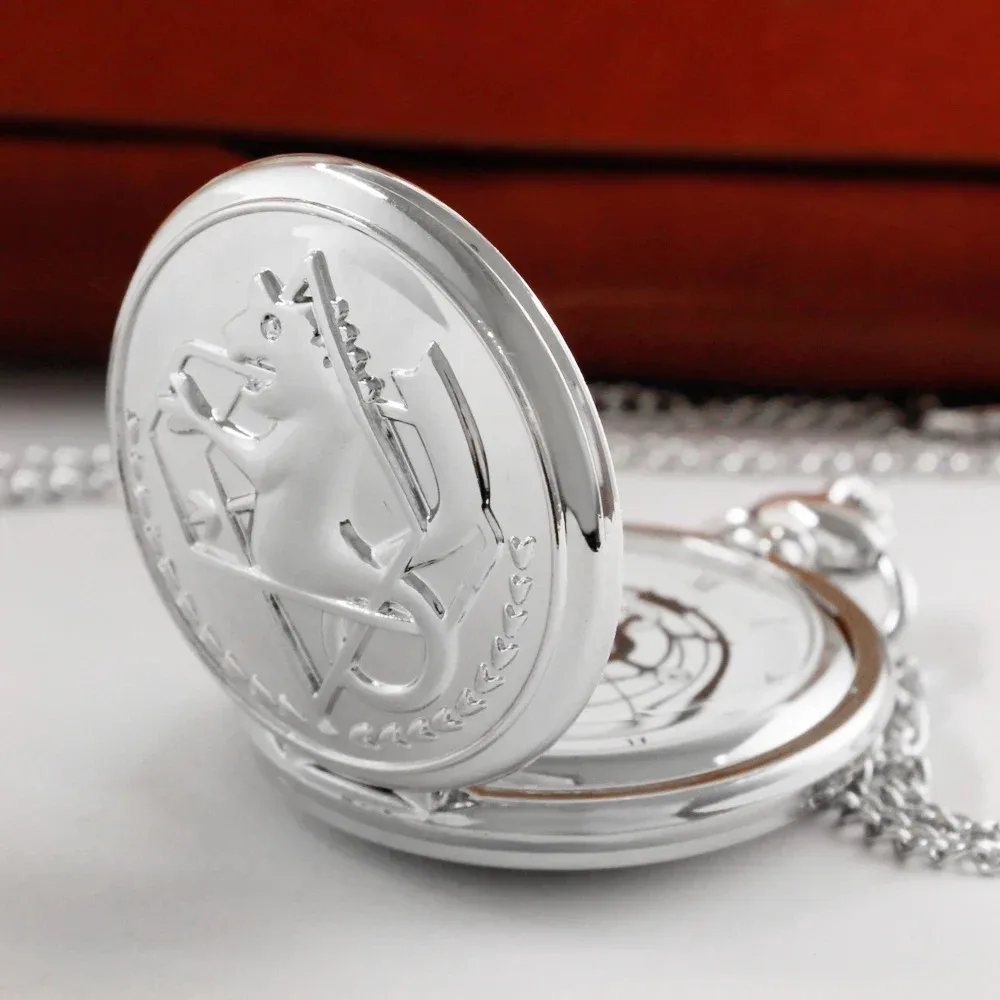 Luxury Silver Vintage Alchemist Quartz Pocket Watch Necklace Children's Birthday Memorial Gift Pendant Clock Boys Girls