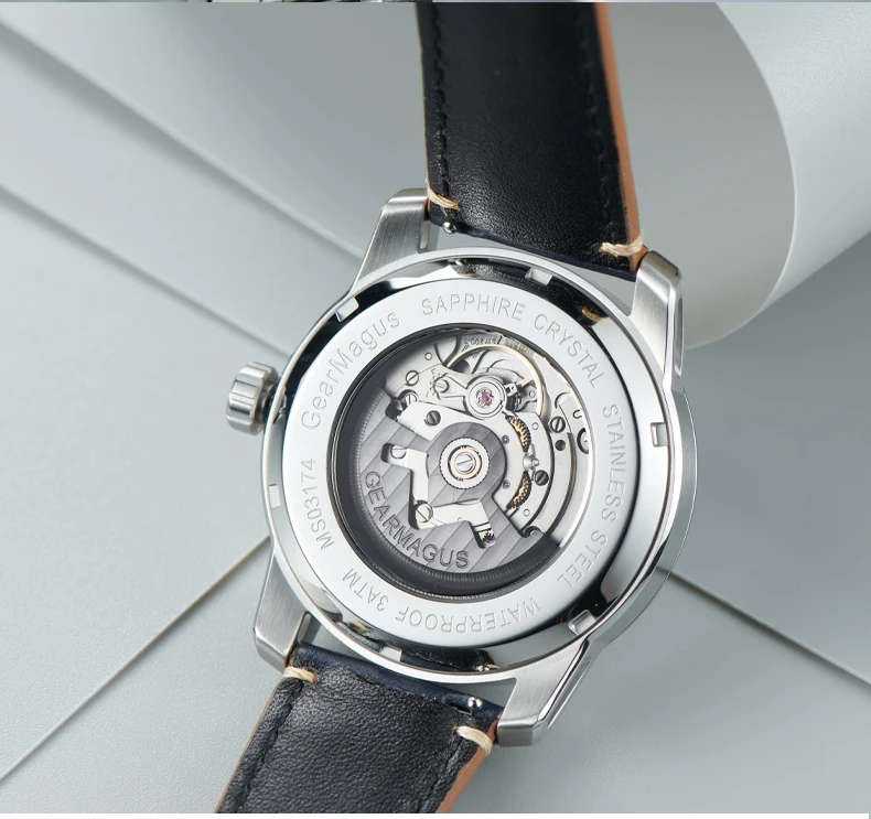 OBLVLO ساعة أوتوماتيكية للرجال 42 مللي متر ساعة يد ميكانيكية عتيقة 50 متر مقاومة للماء الياقوت مفهوم فريد الطلب المحدودة