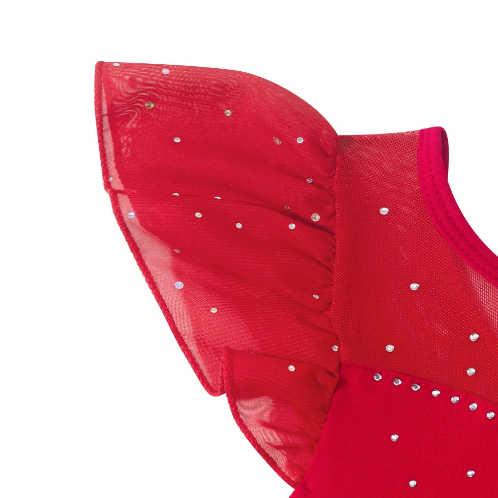 Mädchen Ballett Trikots Rüschen Ärmel Sparkle Tutu Rock Trikot Kleinkind Ballerina Mesh Tanz Kleid Kinder Gymnastik Kostüm – Detail 6