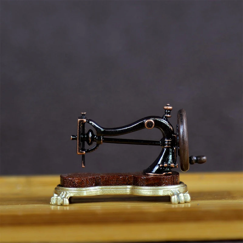 1:12 인형 집 미니어처 재봉틀, 레트로 가구 모델, 집 장식 장난감, 인형 집 액세서리