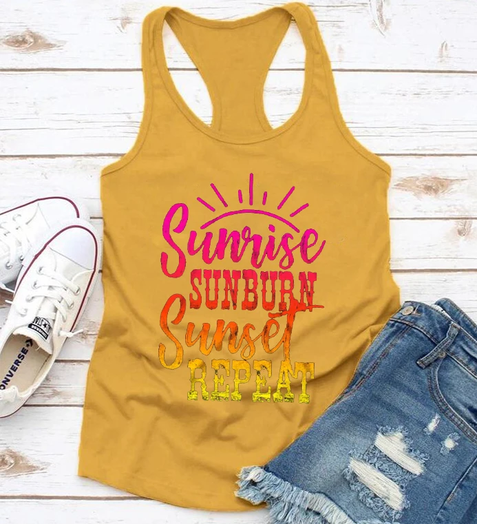 

Sunrise Sunset Repeat Tank Tops Country Music Shirt Sunshine and Whiskey Tank Top Summer Country Tops 2022 Festival Top XL