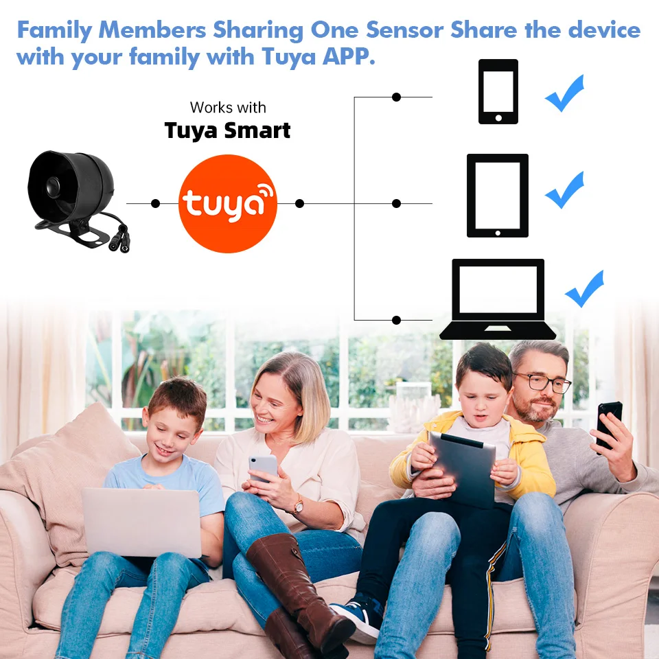 Fuers WIFI Wireless Loud 120dB Alarm Tuya WIFI Detector Door Sensor Siren Speaker Security System Smart Home Alexa Compatible