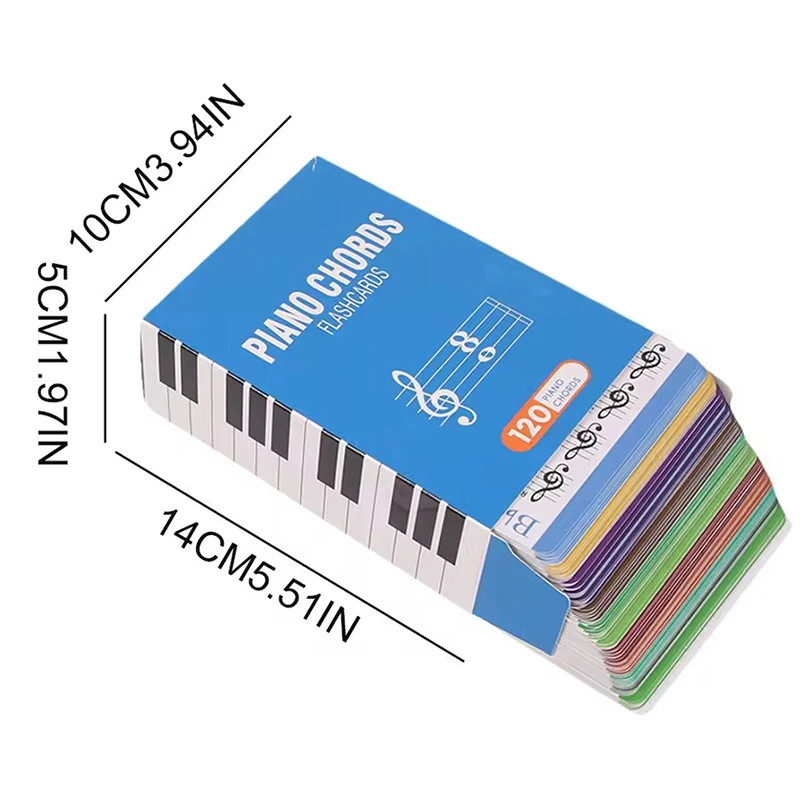 120 Tabla de acordes de piano Tarjetas flash de acordes de referencia de piano eléctrico colorido, Suministros para profesores de música para principiantes de música de piano