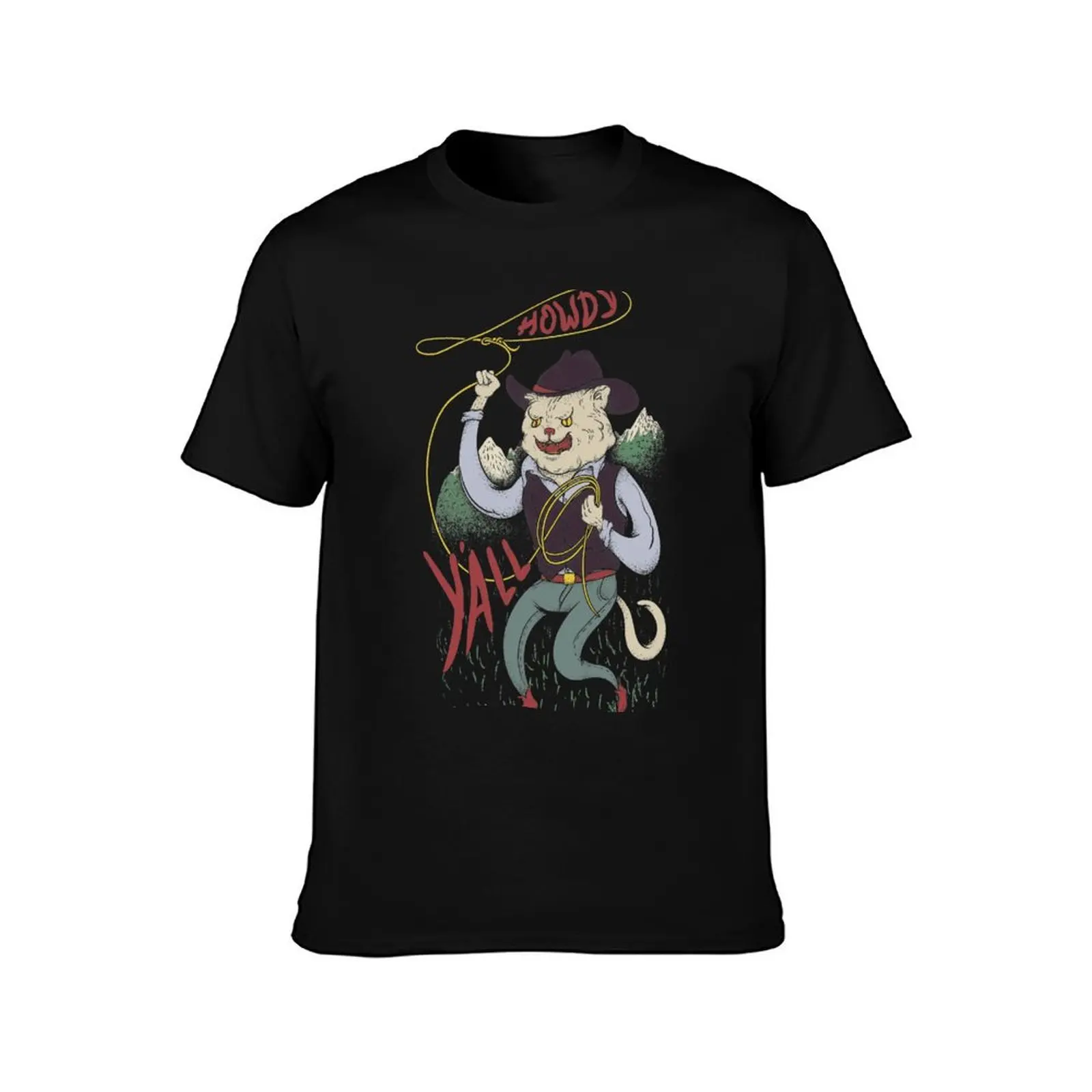 Cowboy Cat - Roping the Red Dot | Rootin and Tootin | Be Rootin Be Tootin T-Shirt Worker Basic Short Sleeve Tee T-Shirt