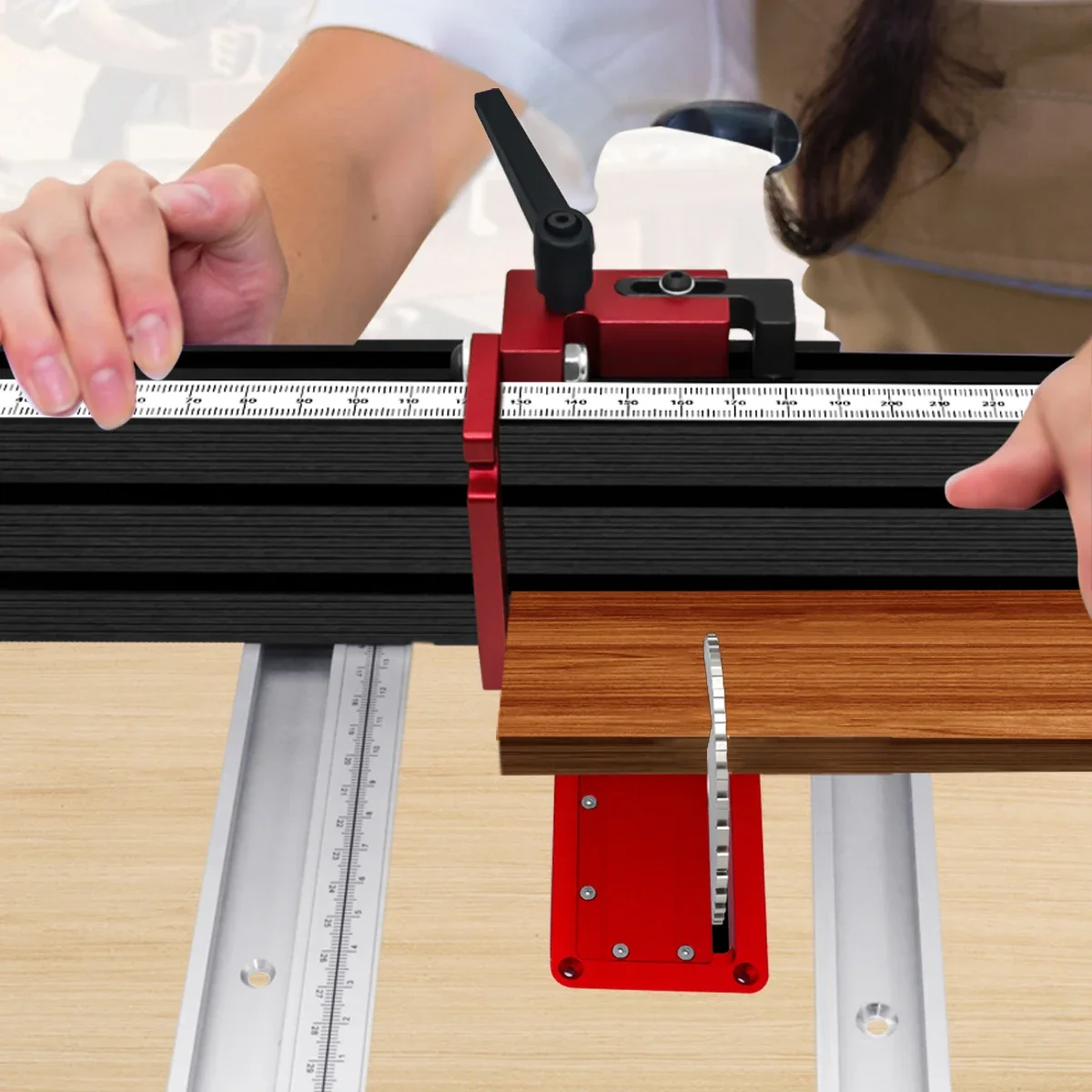 Fence Flip Stop for Woodworking - Miter Track Stopper Mulit-Slot Fence Sliding Limiter Locator - Slide Rail Block Chute Limiter