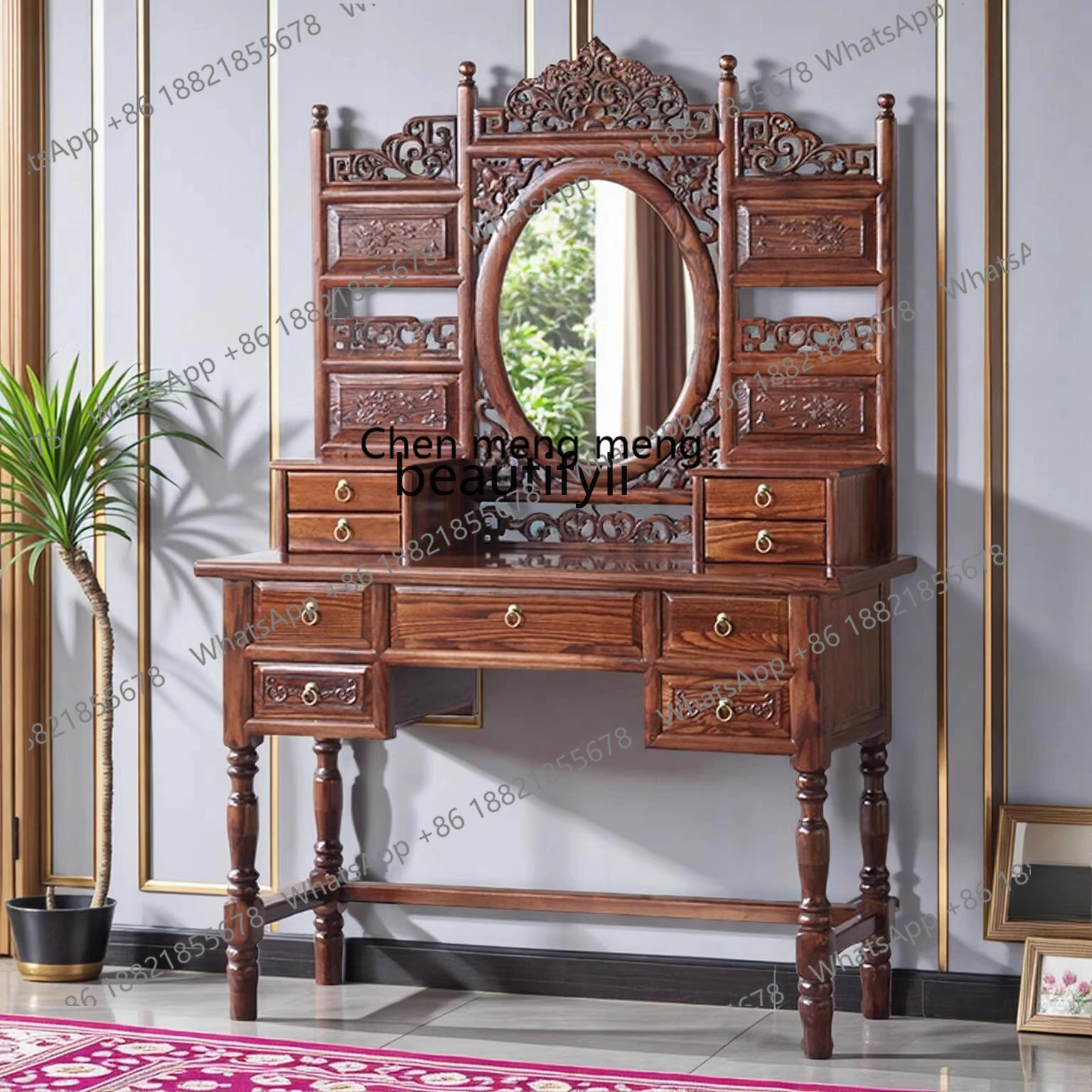 X  Solid wood dresser log antique classic makeup table bedroom makeup table