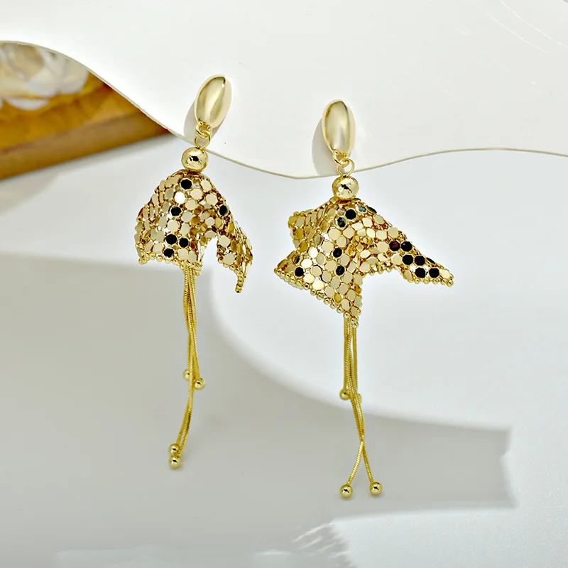 S925 Silver Needle Luxury Sequin Tassel Earrings For Women Dangle Shoulder Sweep Statement Earrings Exquisite Jewelry Gift