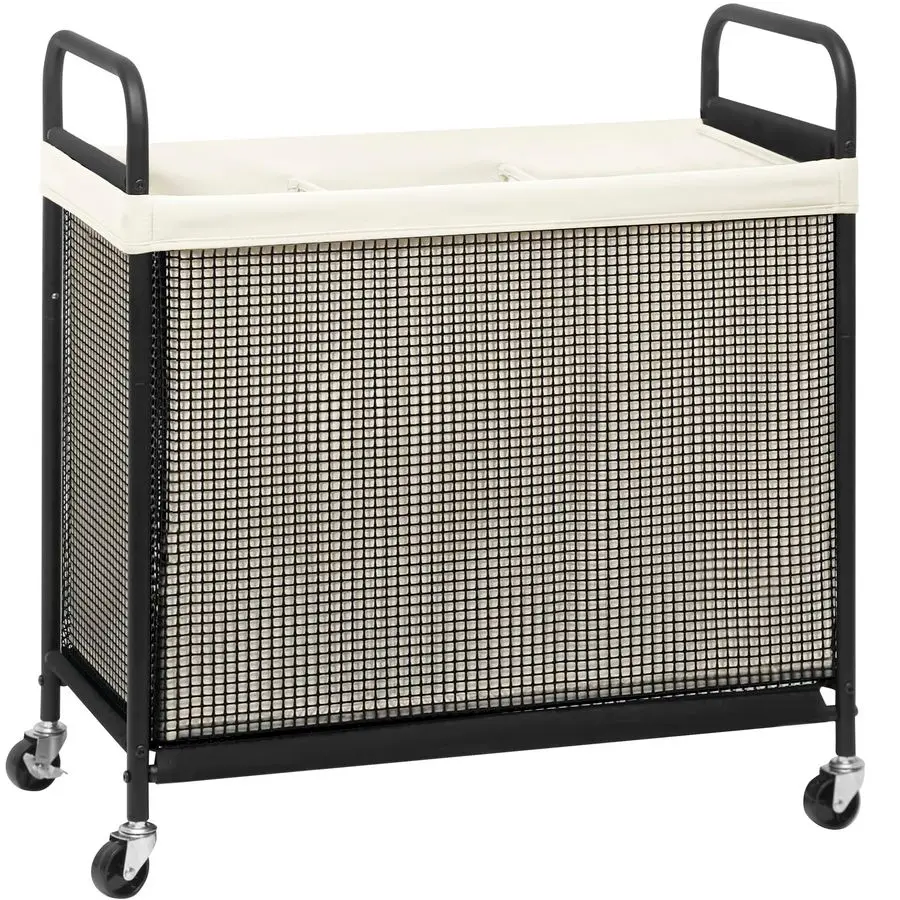 

Rolling Laundry Hamper with Wheels 3Section Laundry Sorter Rolling Laundrys Basket on Wheels with Removable Bag Clothes Hamper L