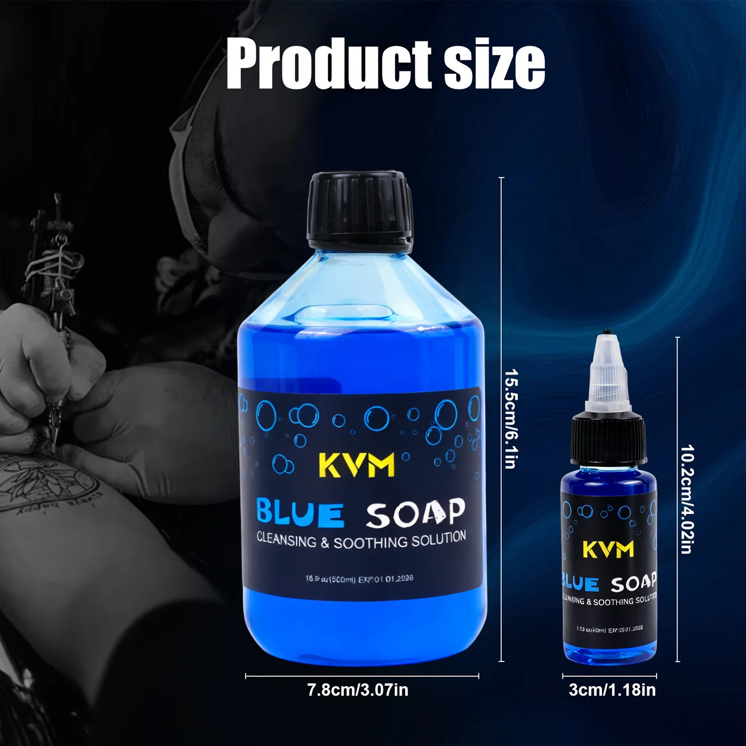 40/500ml Concentrating Tattoo Blue Soap Soothing Soap Solution with Tattoo Foam Diffuser Bottle Blue Algae Soap Cleaning Supply view 4