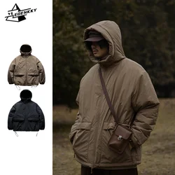 3M Shinshira Cotton Coat Men Women Vintage Solid Hooded Cotton Jacket Outdoor Casual Warm Loose Parka Winter Thickened Coat 2023