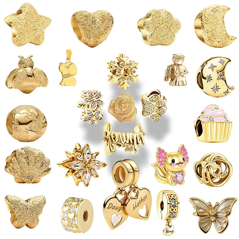 Original Charm Bead,Hollow Butterfly&Double Heart Split Charm&Hollow out Love Lock Charm Bead,Fit Pendant Bracelet Women Jewelry