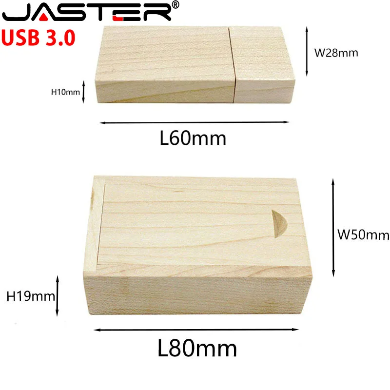 JASTER USB 3.0 Flash Drives Wooden with Wood BOX 128GB Pendrive Free Logo 64GB 32GB Memory stick Wedding Photography Gift U disk