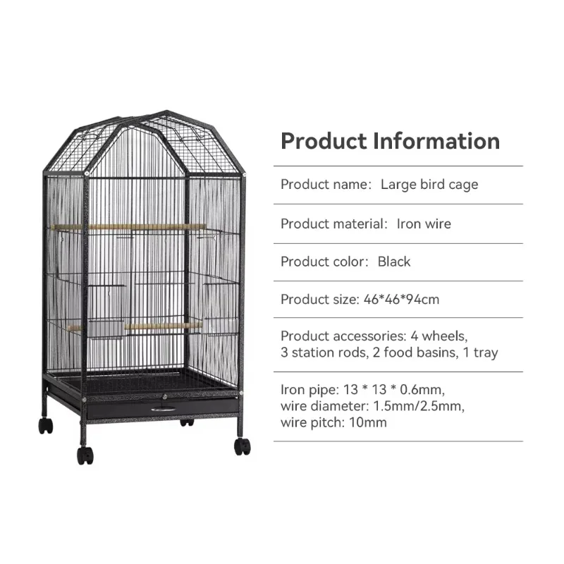 Bird Keeping Kit Durable Metal Birdcage Parrot Cage Toy Stainless Steel Fruit Fork Bird Ring and test Flight Rope Set