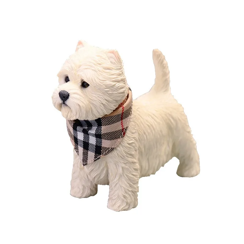 

West Highland White Terrier simulation dog model, cute healing cute animal dog tide play figure ornament