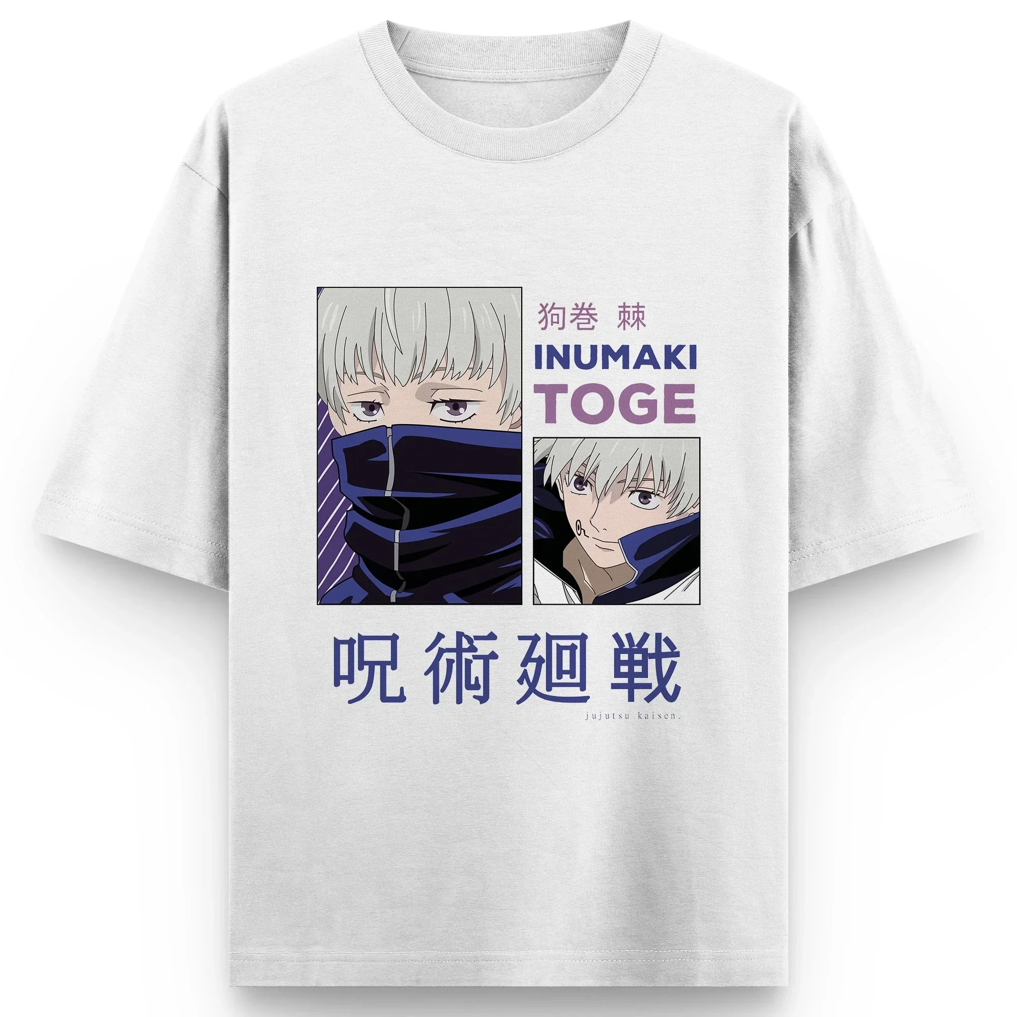 

Jujutsu Kaisen Gojo T-Shirt Men's Black Anime Graphic Tee with White Hair & Blindfold Print Oversized Streetwear