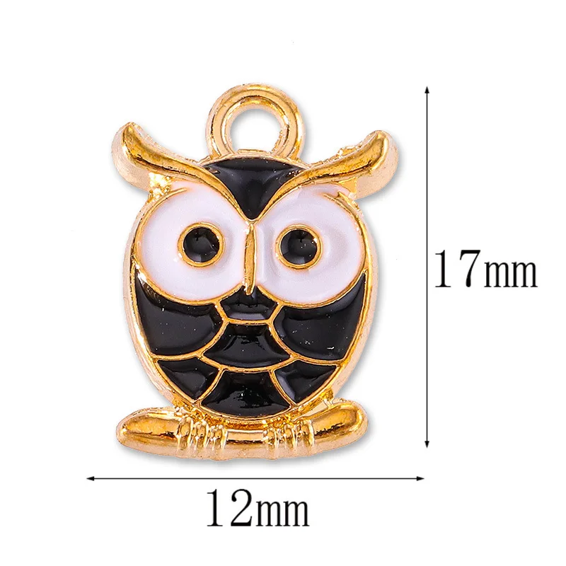 20 pcs/lot Fashion Gold Owl Alloy Enamel Pendant Accessories Charms for Women, Earrings/Necklace Handmade DIY Jewelry