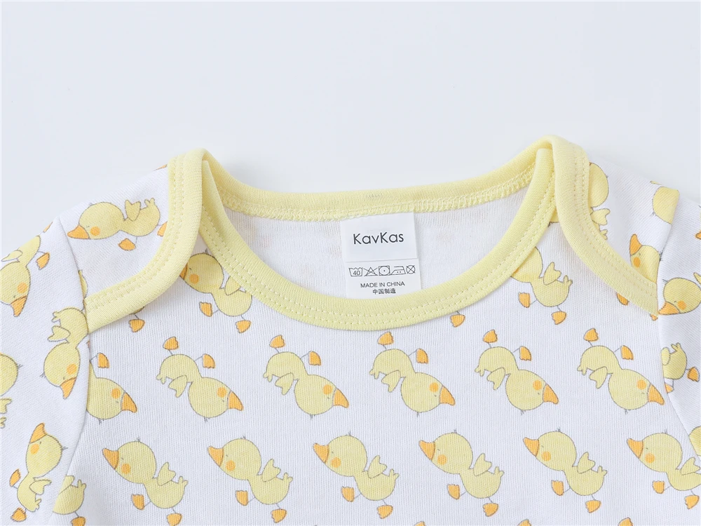 Honeyzone Unisex Baby Clothes 3 Pcs/lot Cotton Newborn Bodysuit 0-24 Months Full Sleeve Yellow Duck Design Overalls