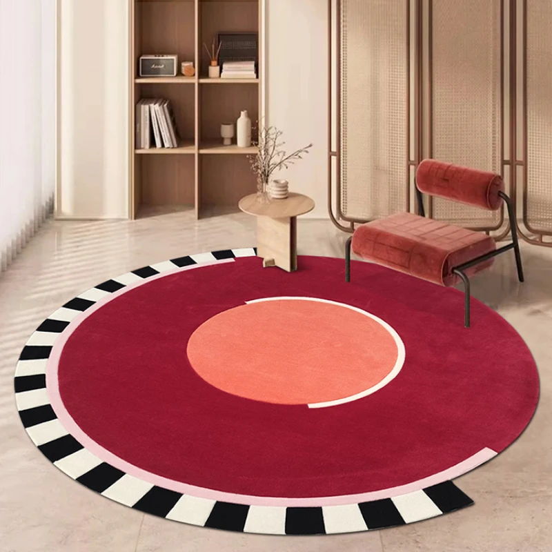 Nordic Style Rugs for Bedroom Artistic Creative Floor Mat Fluffy Soft Living Room Decoration Carpet Minimalist Round Lounge Rug