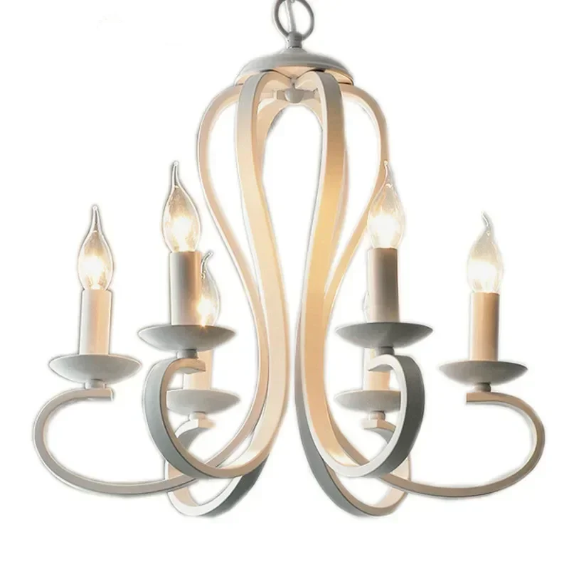 

European Simple Candle Lamp Modern Personalized Iron Art Living Room Dining Room Bedroom Clothing Store American Chandelier