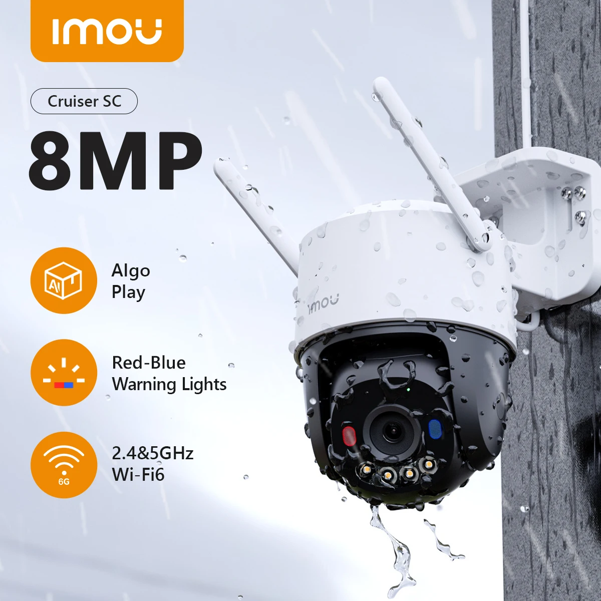 IMOU 4K كروزر SC 8MP POE أضواء التحذير الأحمر والأزرق في الهواء الطلق كاميرا PT أمن الوطن كاميرا IP AI مراقبة كشف الإنسان #1