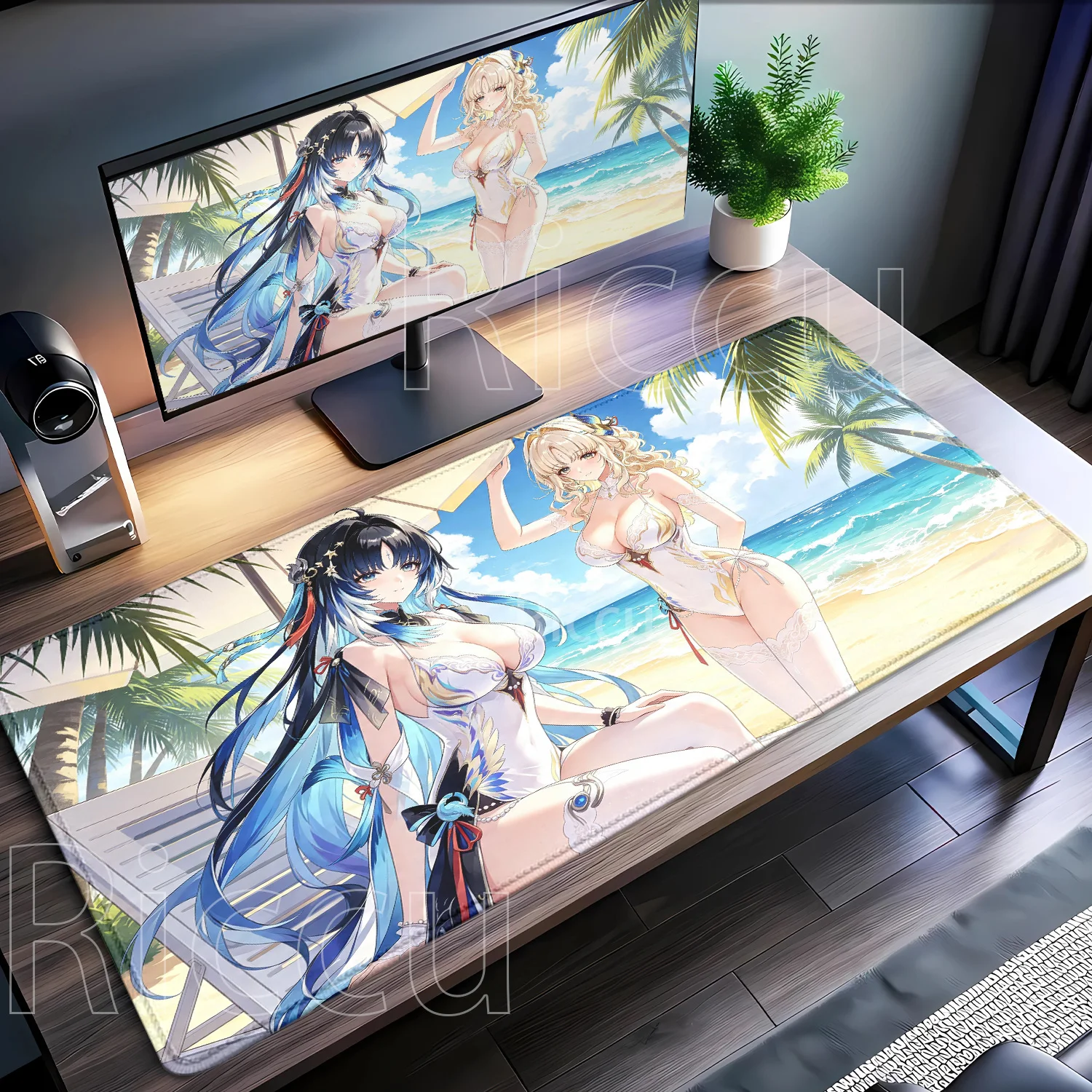 Larger Yangyang Xuanling Gaming Wuthering Waves Mouse Pad HD Printing Office 40x90cm Mousepad Anime Girl Sexy Non-slip Desk Mat