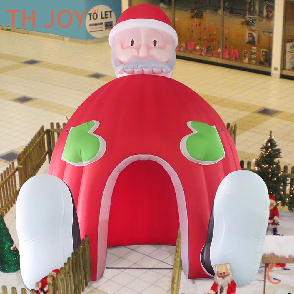 fast air shipping 2025 Christmas decoration Giant Inflatable Santa grotto outdoor inflatble Christmas house for X mas
