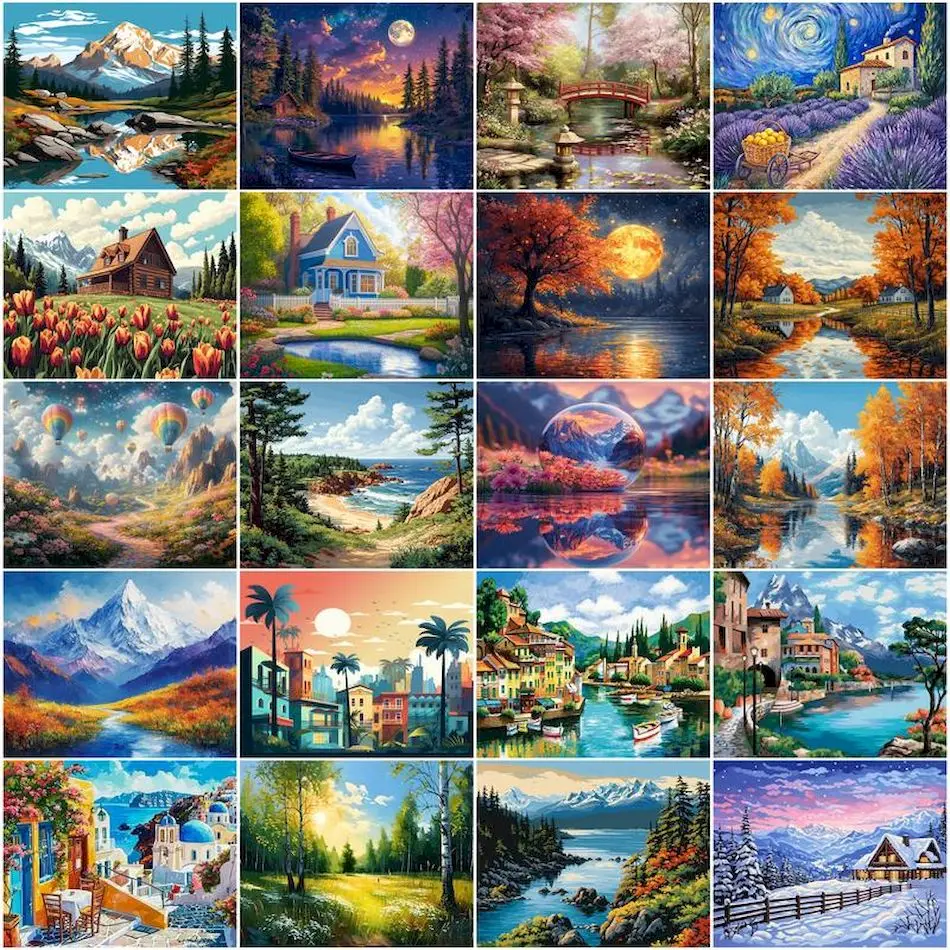 

GATYZTORY Painting By Numbers With Canvas Frame Landscape Diy Crafts Supplies Adults Picture Drawing Kits Gifts Home Decoration