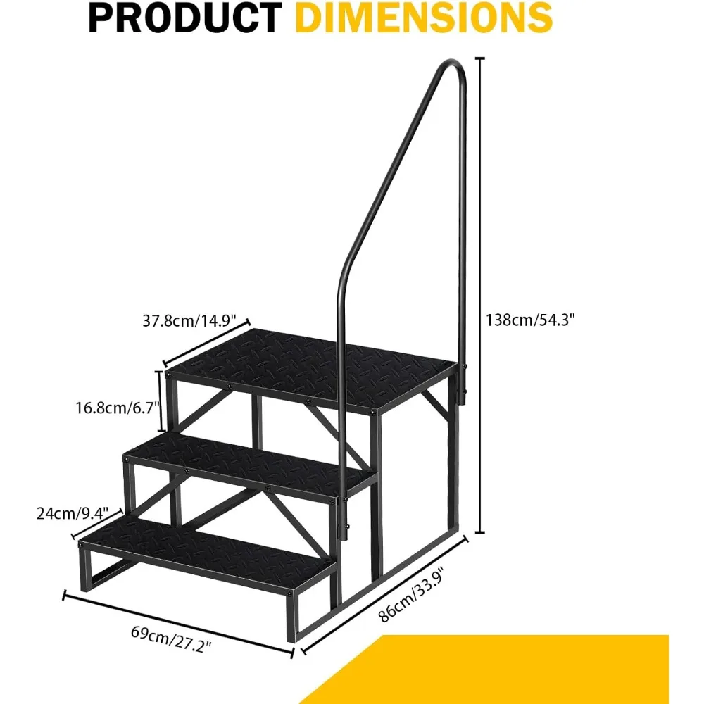 Swimming Pool Ladder Above Ground, RV Step Stool Ladder, Hot Tub Steps with Handrail, 660 lb Load Capacity Pool Stairs Pool Step