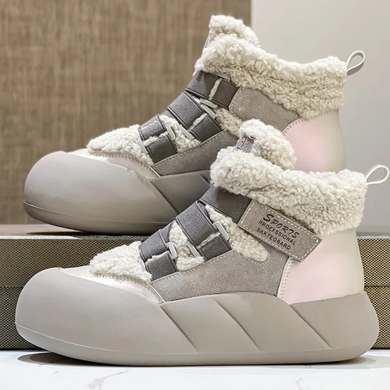 

AUTUSPIN Women's Snow Boots Witner Leisure Short Boots Outdoor Keep Warm Plush Shoes High Top Woman Casual Flat Ankle Booties