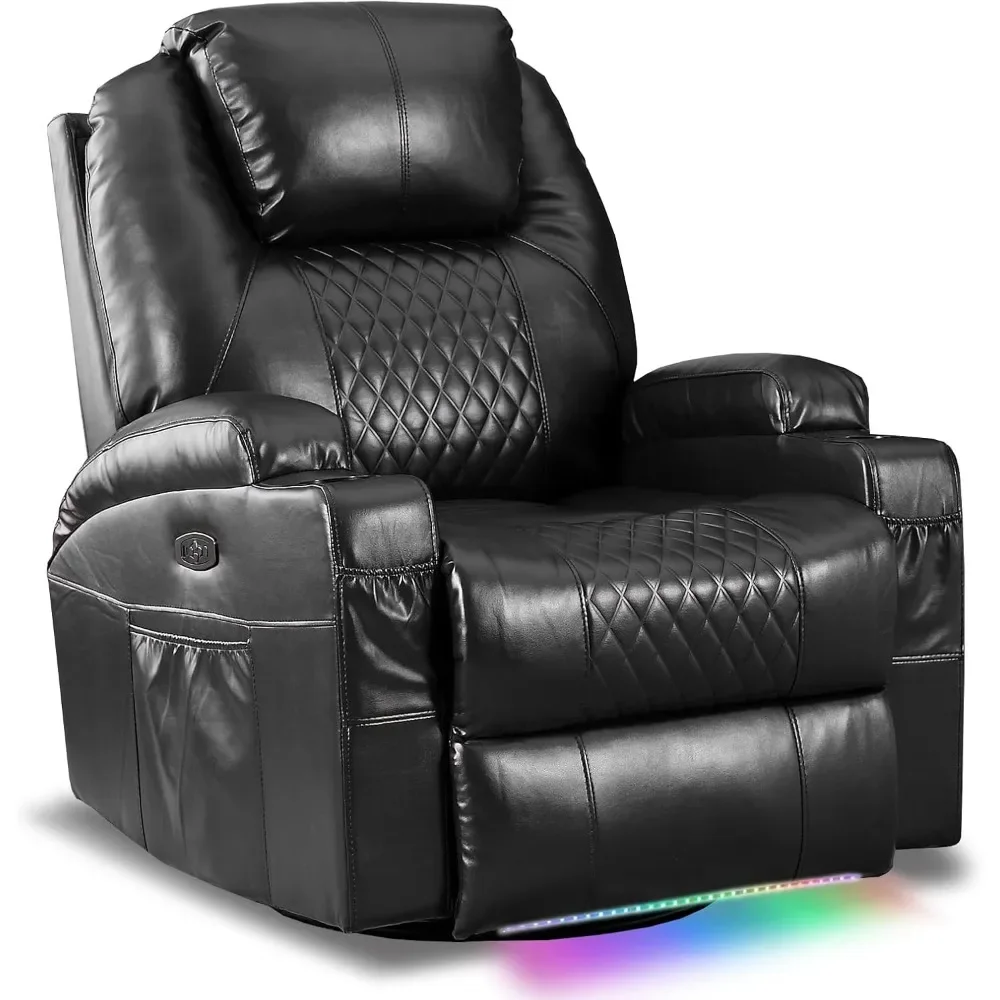 كرسي كرسي هزاز دوار كهربائي - منافذ تدليك حرارية LED USB من النوع C، وضع لا نهائي مع حامل أكواب للمراحة