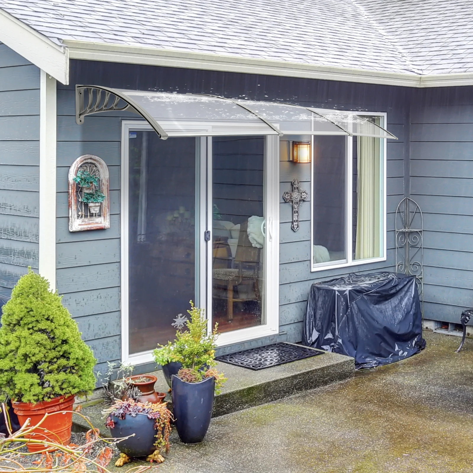 

Balcony & Door Eaves Canopy, Household Transparent Sunshade, Anti-Exposure & Rainproof Courtyard Decor Shelter