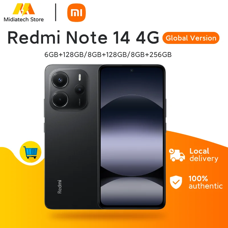 Version Globale Redmi Note 14 4G Smartphone Appareil Photo IA 108MP Batterie 5500mAh 33W MediaTek Helio G99-Ultra 120Hz Téléphone Portable Xiaomi