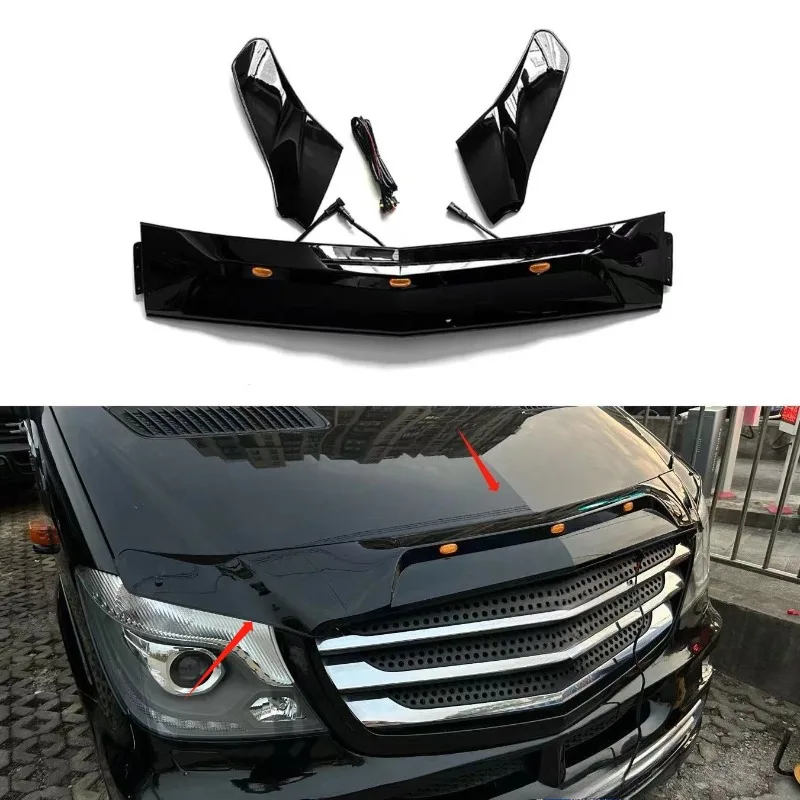 

For Mercedes-Benz Sprinter W906 2014-17 3-Piece ABS Wind Deflector with LED Lights Heavy Duty UV Protection Direct Fit OEM Style