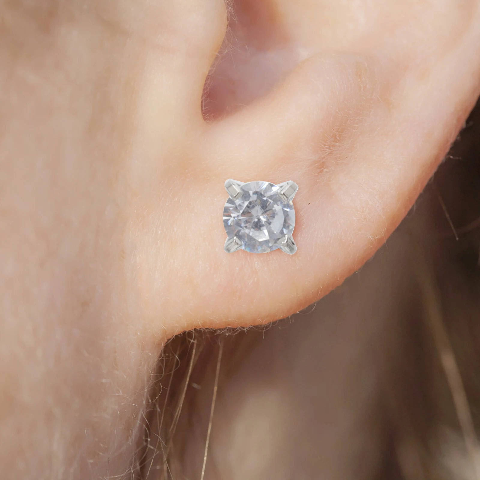 

2 Pairs Zircon Ear Studs Earrings 3mm 4mm White Metal Piercing Cartilage Earring Stud Women Jewelry Accessories