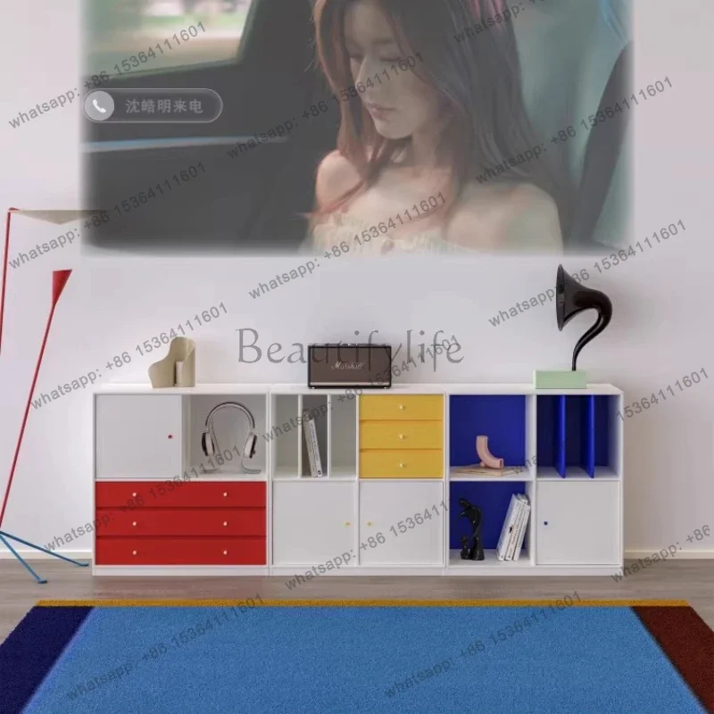 

D36Combination TV cabinet floor low bookcase dopamine