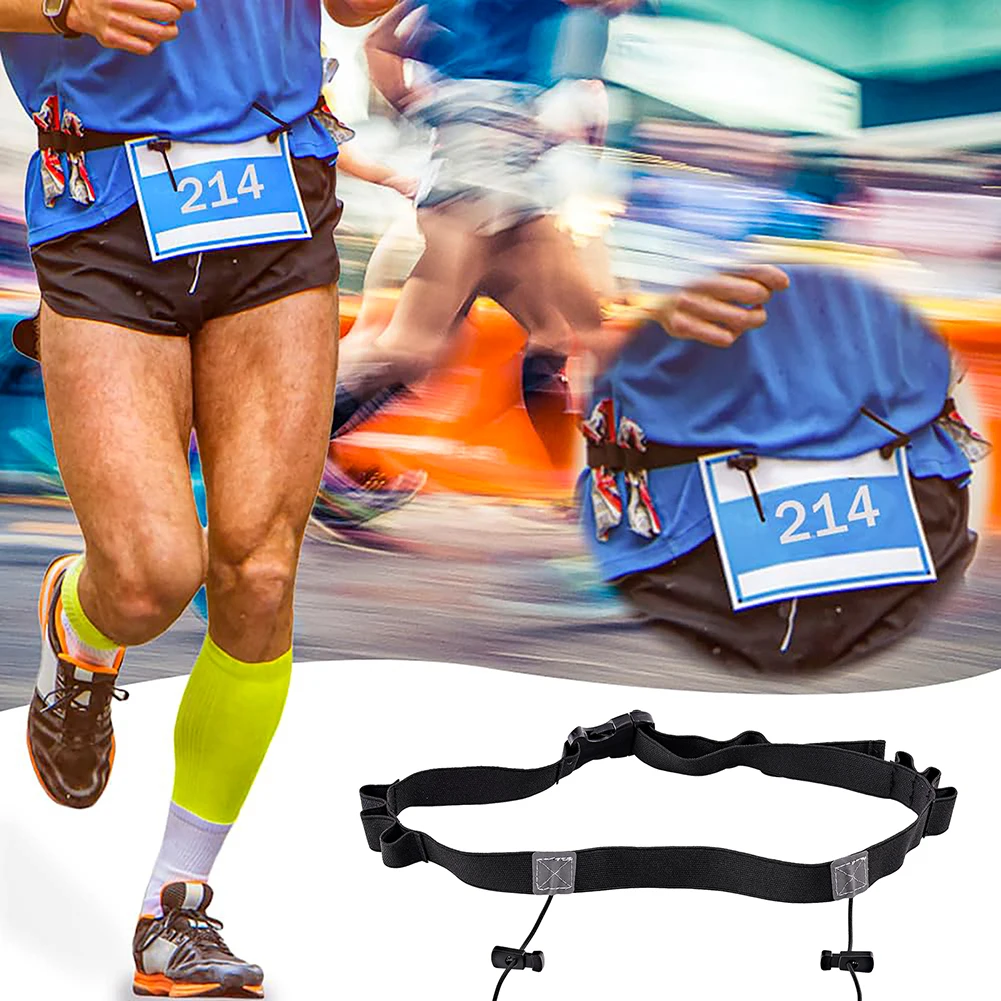 حزام رقم سباق الماراثون مع 6 حلقات حزام خصر للجري في الهواء الطلق حزام سباق الترياتلون لتشغيل الدراجات الماراثون