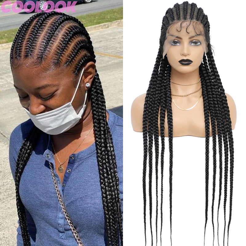 

Synthetic 36'' Full Lace Braided Wigs for Black Women Cornrow Knotless Crochet Lace Frontal Braids Wigs Heat Resistant Braid Wig