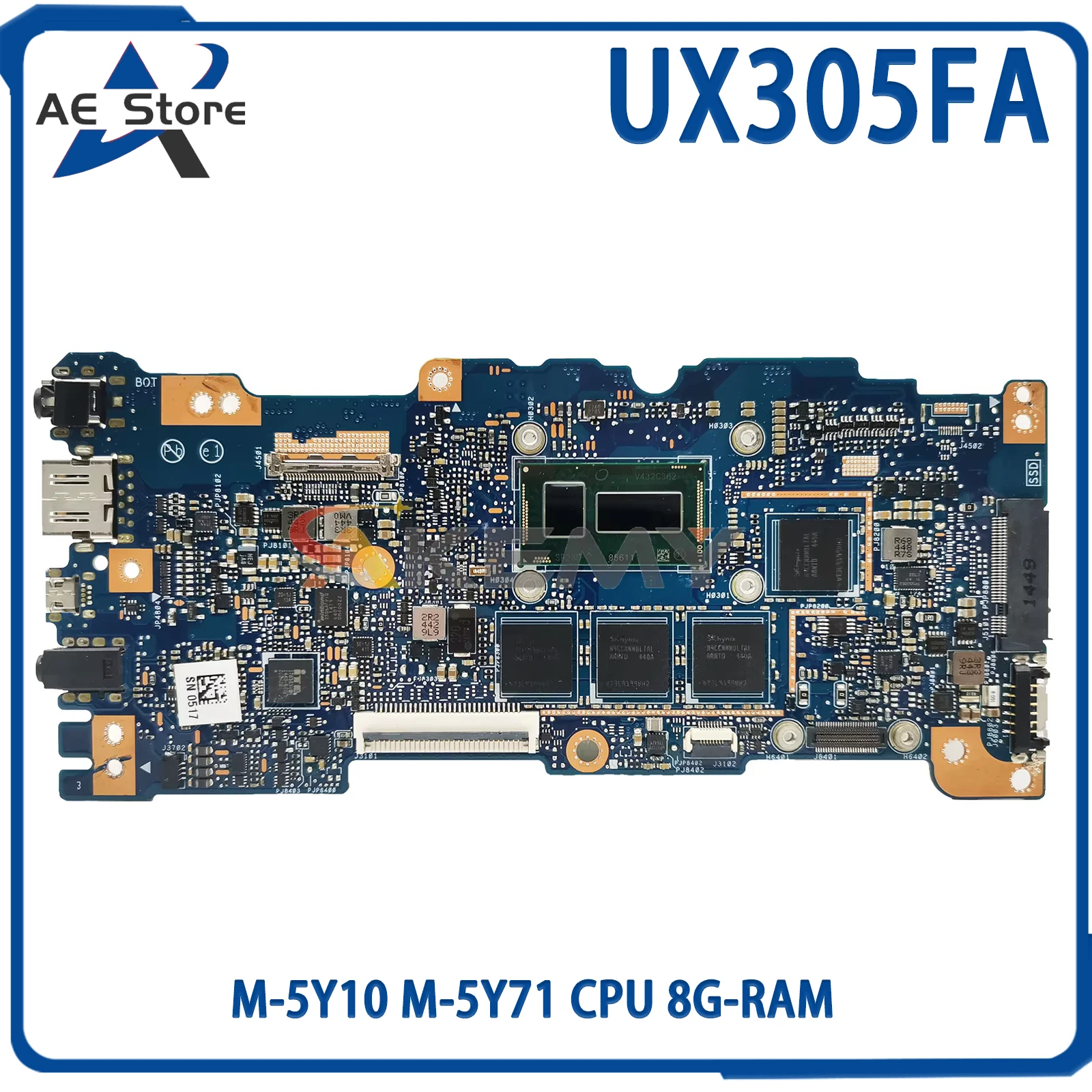 AE UX305FA Mainboard For ASUS Zenbook U305FA UX305F Laptop Motherboard M-5Y10 M-5Y71 CPU 8G-RAM 100% Tested OK