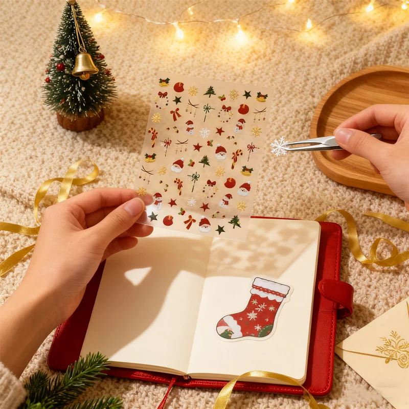 2025 NUOVI adesivi festivi per nail art, simpatici disegni natalizi con pupazzo di neve e Babbo Natale fai da te, decalcomanie per manicure facili da applicare per feste natalizie