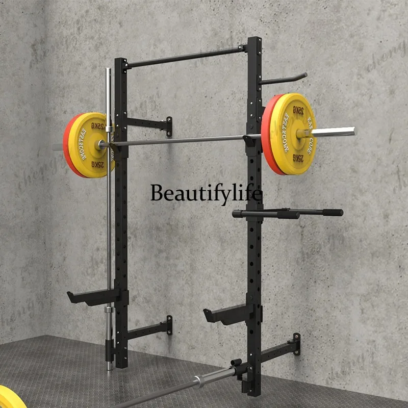 Left-right folding multifunctional squat rack, home bench press barbell rack, comprehensive fitness equipment