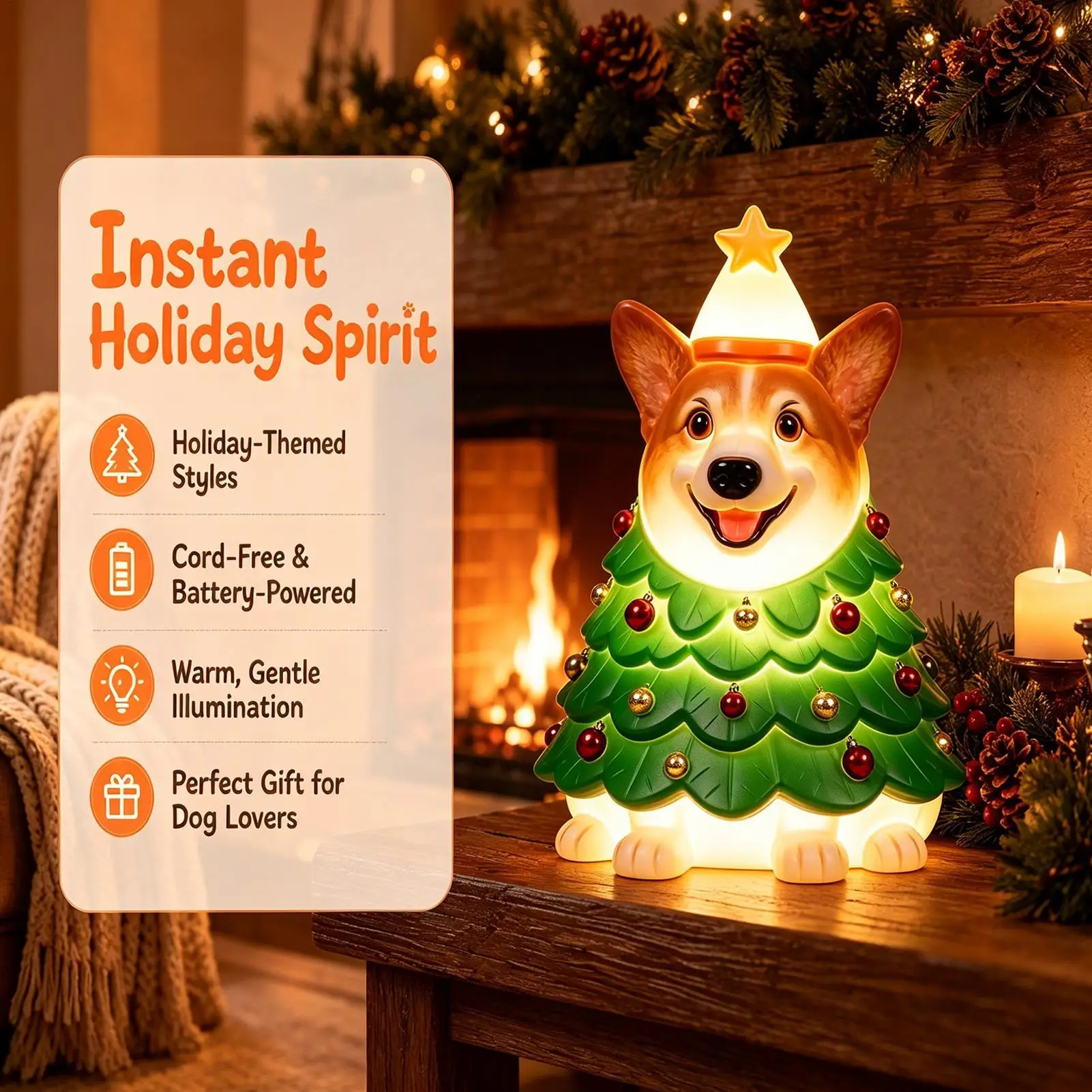Dog Statue Festive Themed Party Ornament With Warm Lighting Christmas Figurines For Home Indoor Outdoor Desk Office House