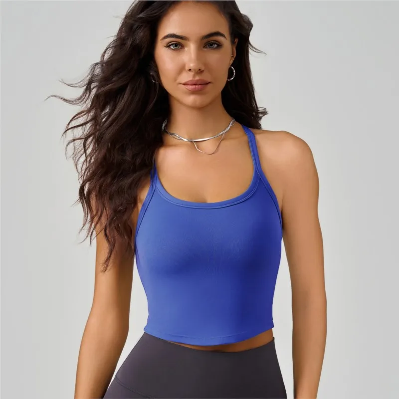 

2024 Summer Womens Tops Gym Bra Outdoor Jogging Leisure Commuting High Elasticity Sports Bra With Chest Pad Yoga Fitness Bras